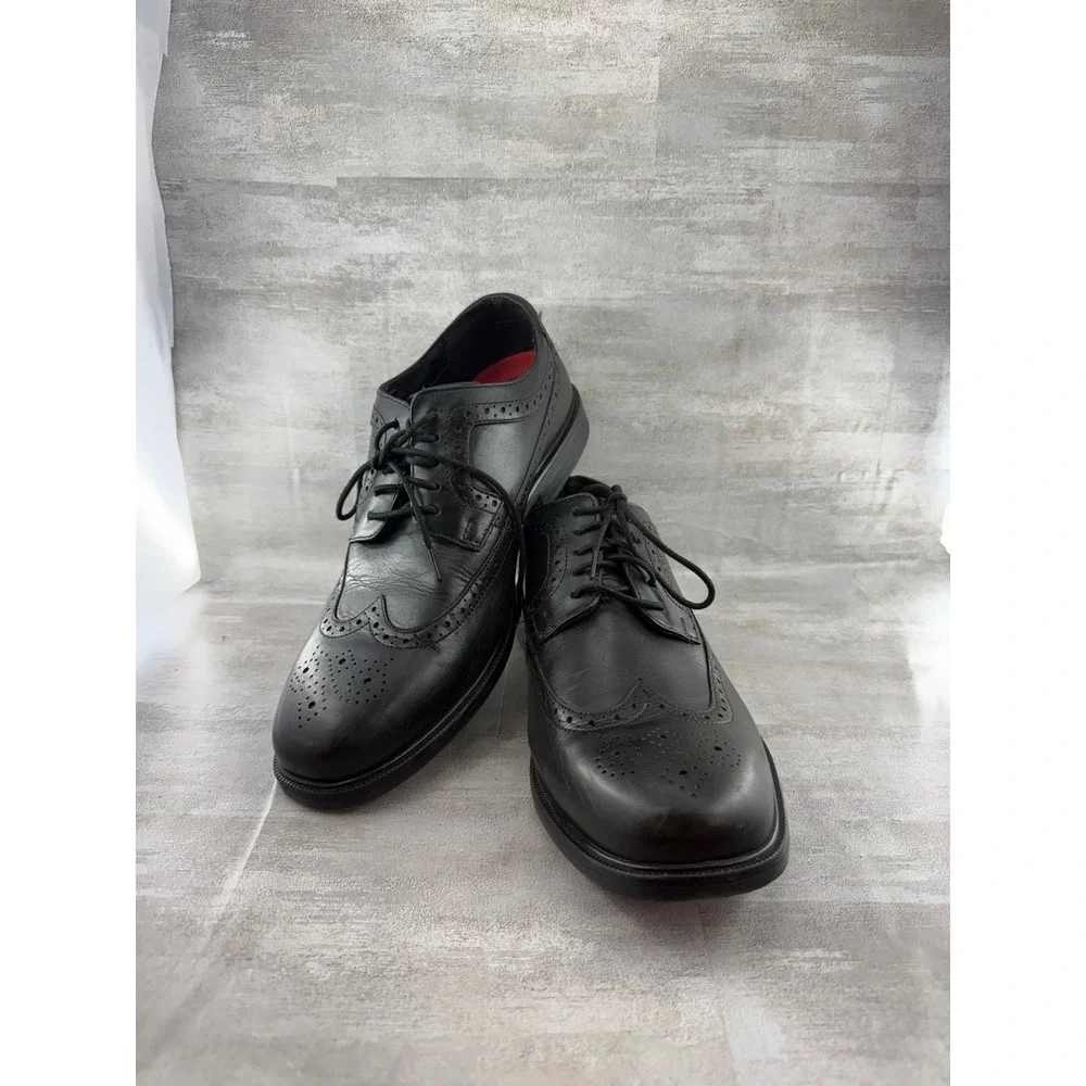 Rockport Men Black Leather Wingtip Oxford Shoes truTECH V80703 Size 9.5W